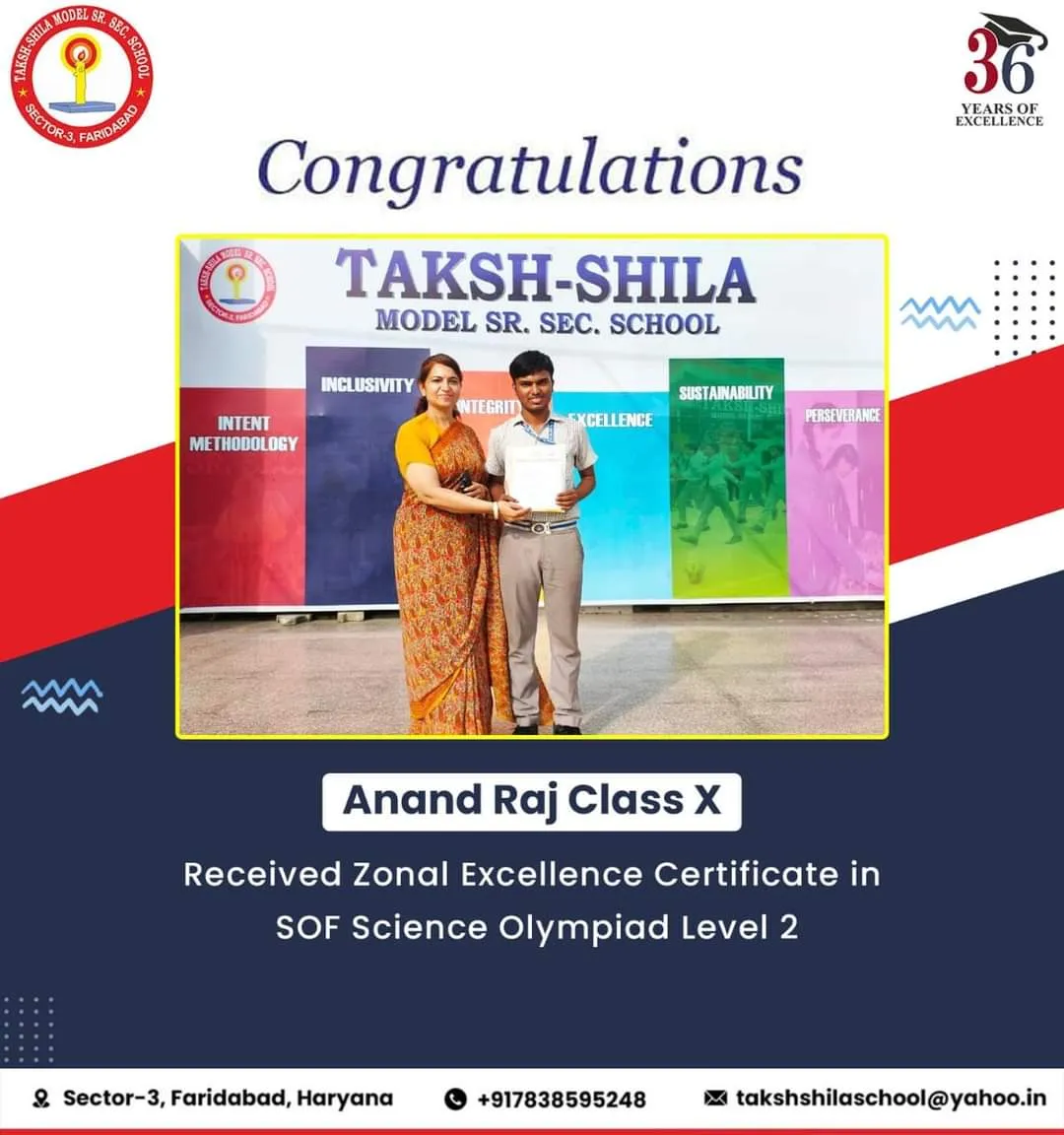 Extracurricular activity award The Taksh Shila School Faridabad
